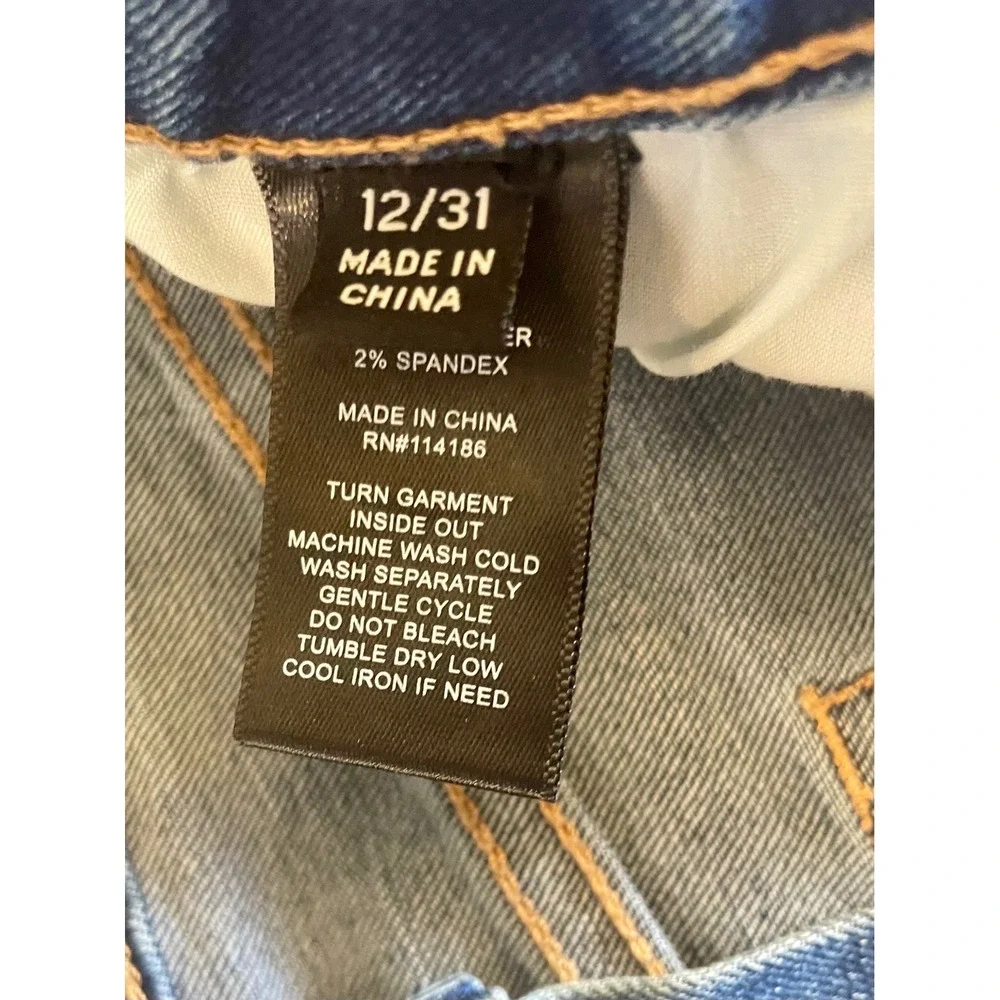 Frye Women's High Rise Cuffed Crop Jeans Size 12/31 Blue Stretch Straight Leg